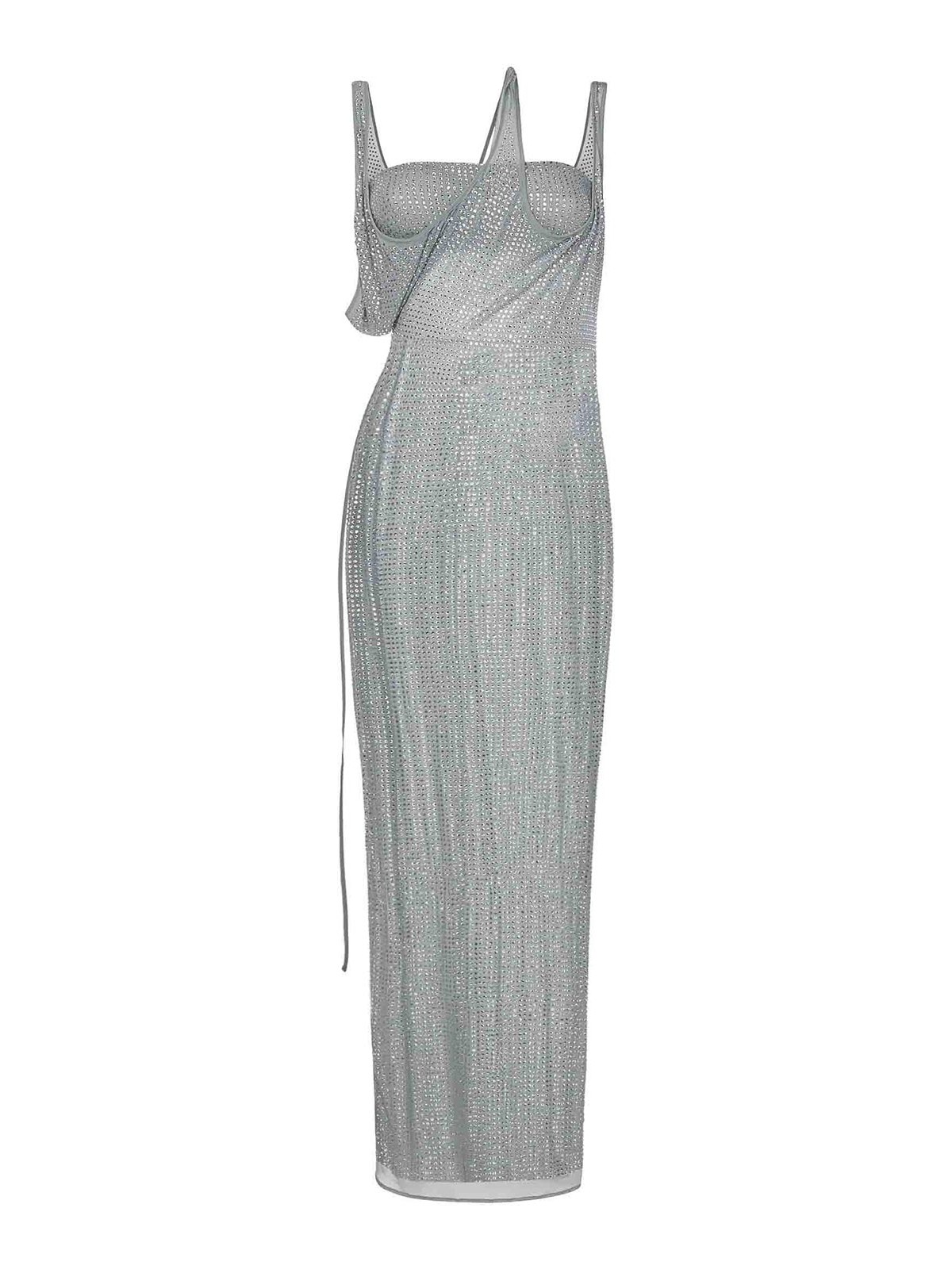 Shop Attico Jersey Midi Dress In Grey
