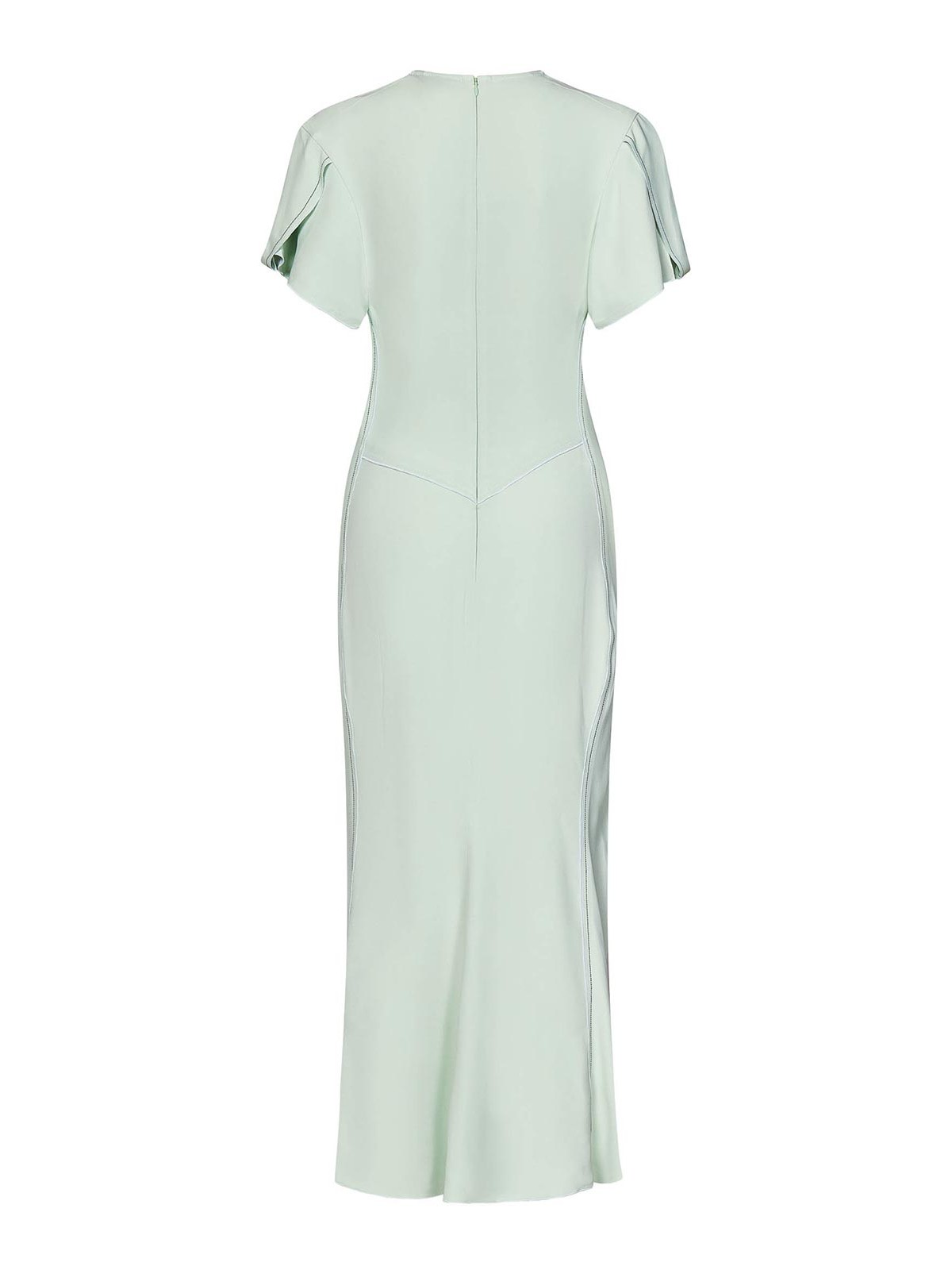 ＜関税込＞Victoria Beckham＊フロントジップ ウール混ドレス XS～Lサイズあり】フロントジップxパールネックタイトキャバ