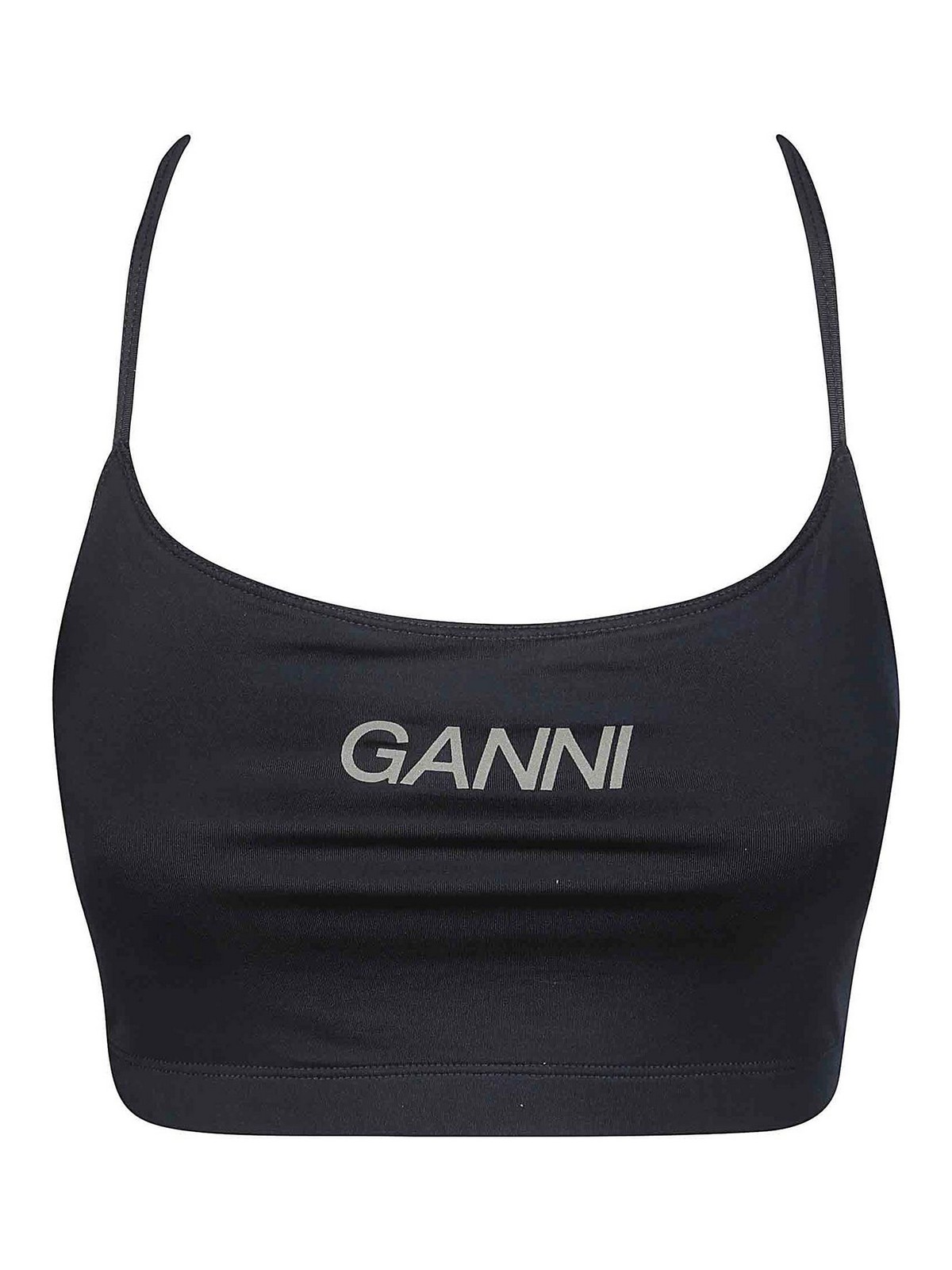Ganni Active Strap Top In Brown