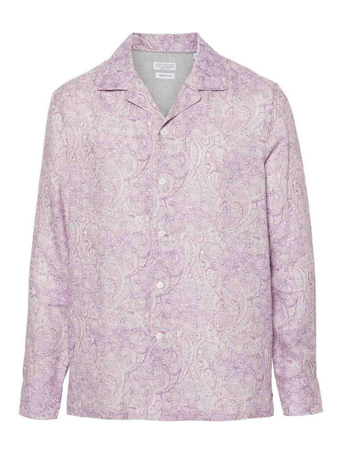 Brunello Cucinelli Linen Shirt In Purple