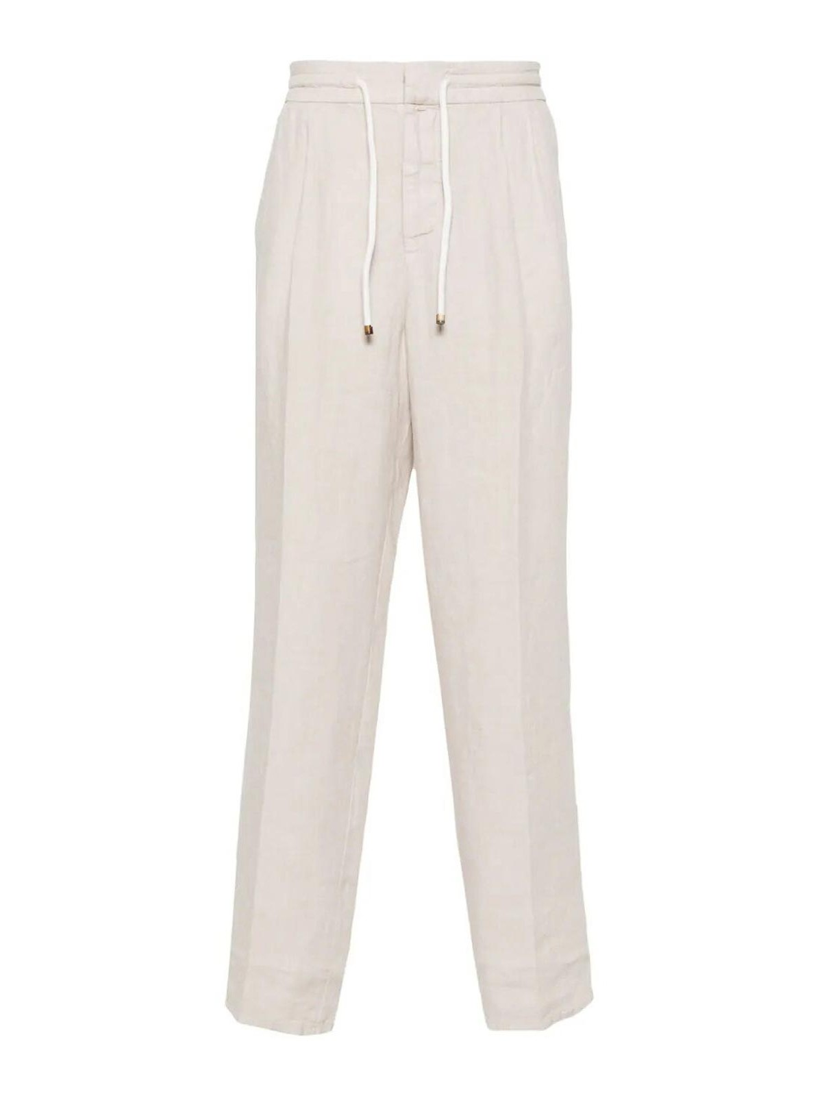 Brunello Cucinelli Pants With Drawstring And Double Pleats In Neutral