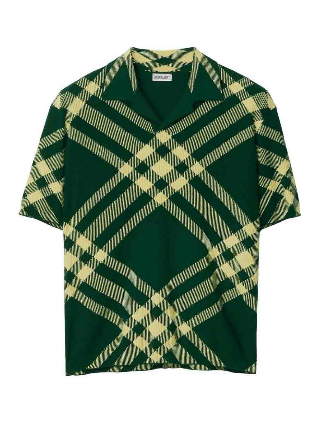Burberry Check Wool Blend Polo Shirt In Green
