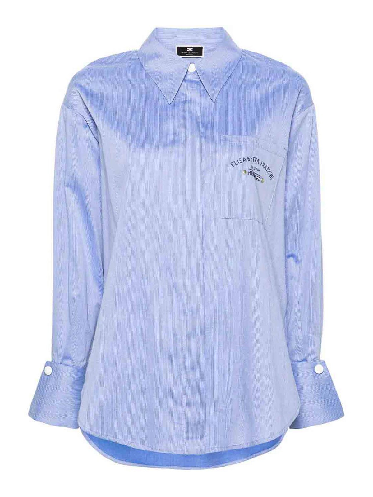 Shop Elisabetta Franchi Cotton Shirt In Light Blue