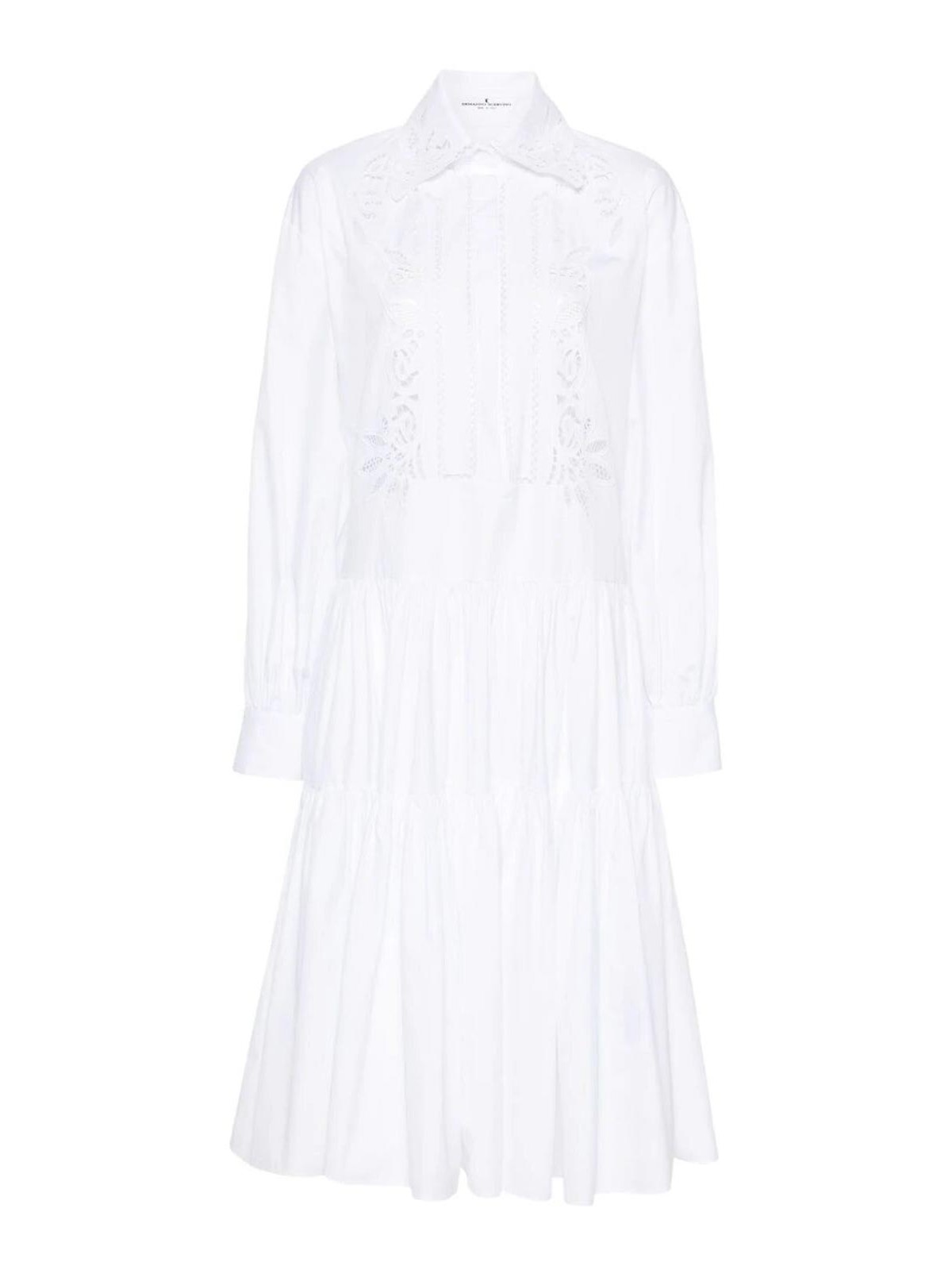 Shop Ermanno Scervino Midi Dress In White