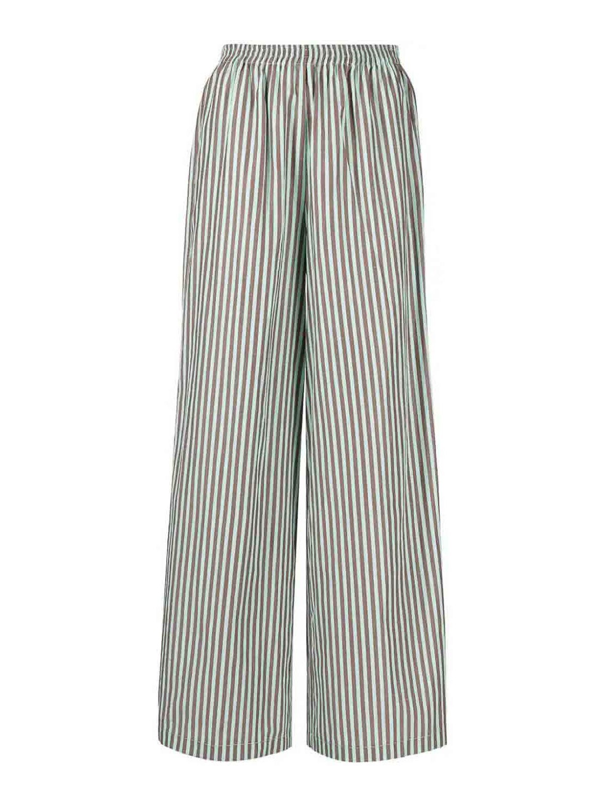 Shop Forte Forte Striped Chic Taffetas Palazzo Pants In Brown