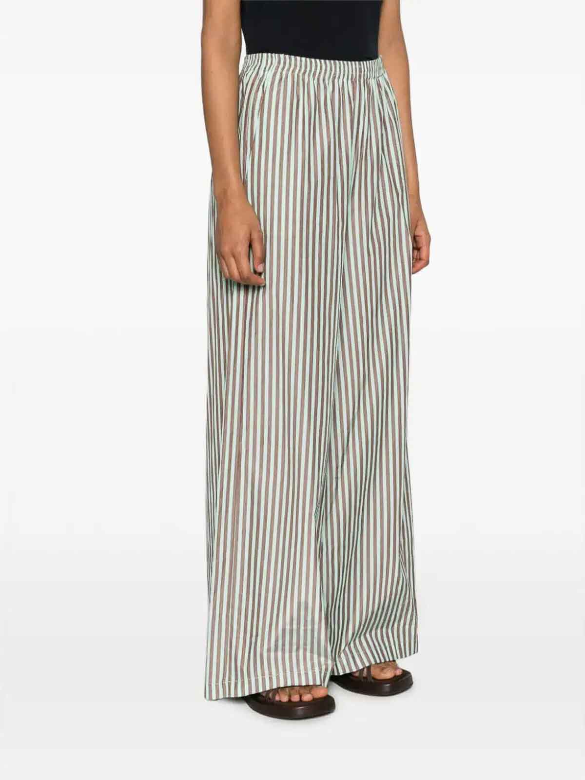 Shop Forte Forte Striped Chic Taffetas Palazzo Pants In Brown