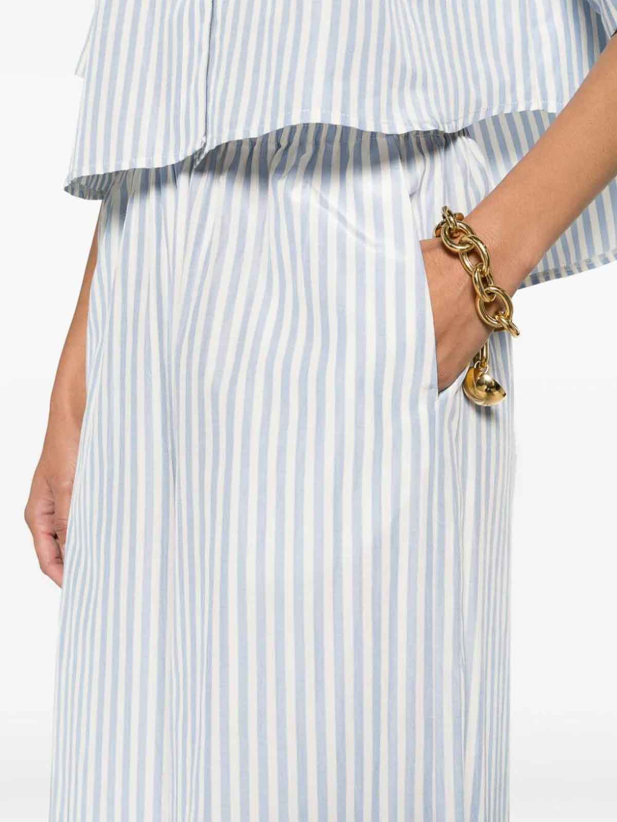 Shop Forte Forte Striped Chic Taffetas Palazzo Pants In Light Blue
