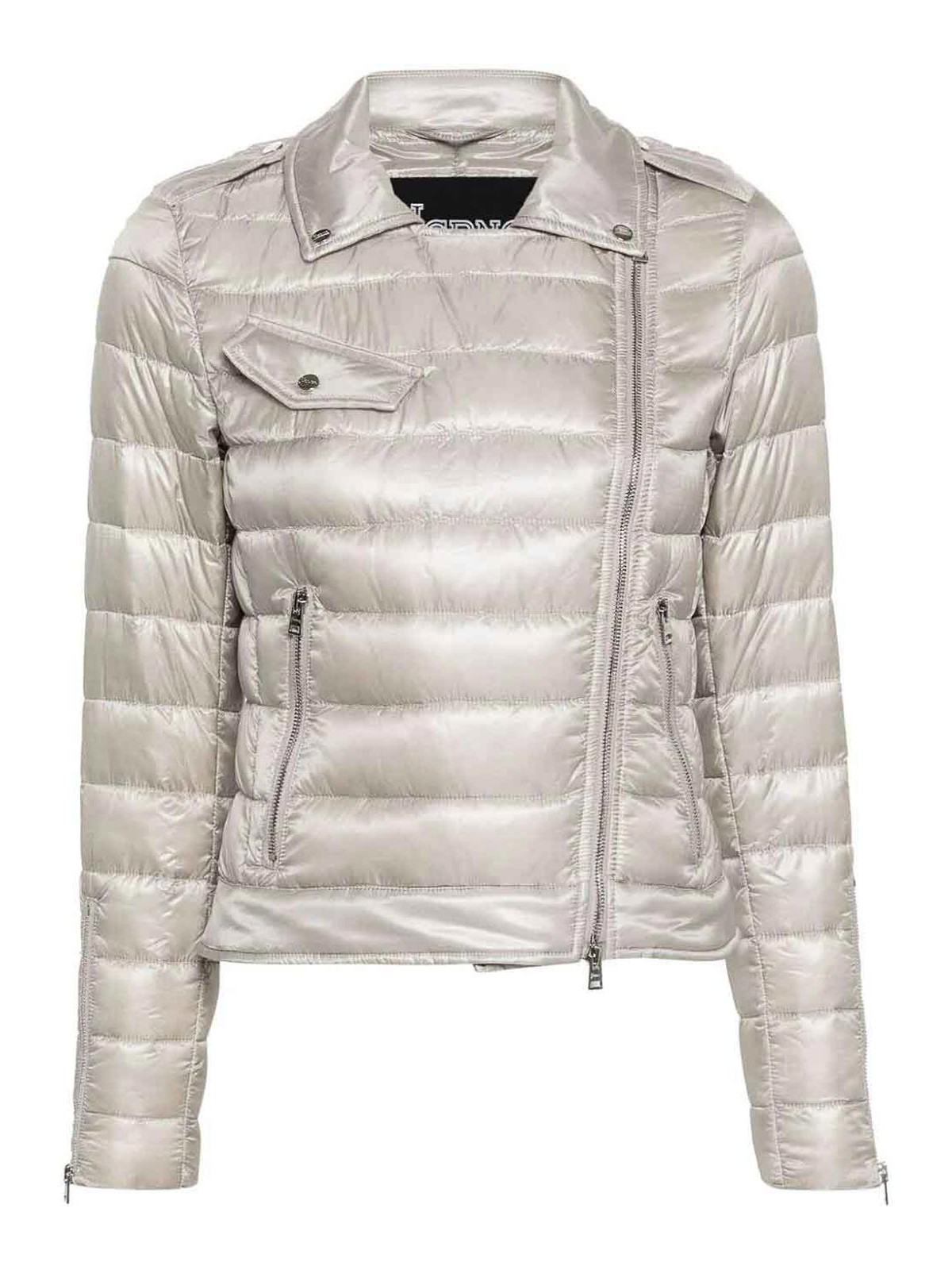 Shop Herno Biker Jacket In Light Grey