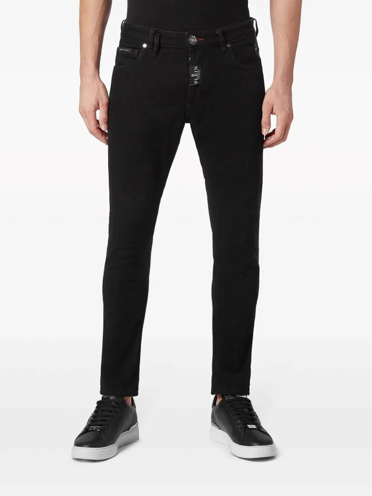 Shop Philipp Plein Skinny Fit Jeans In Black