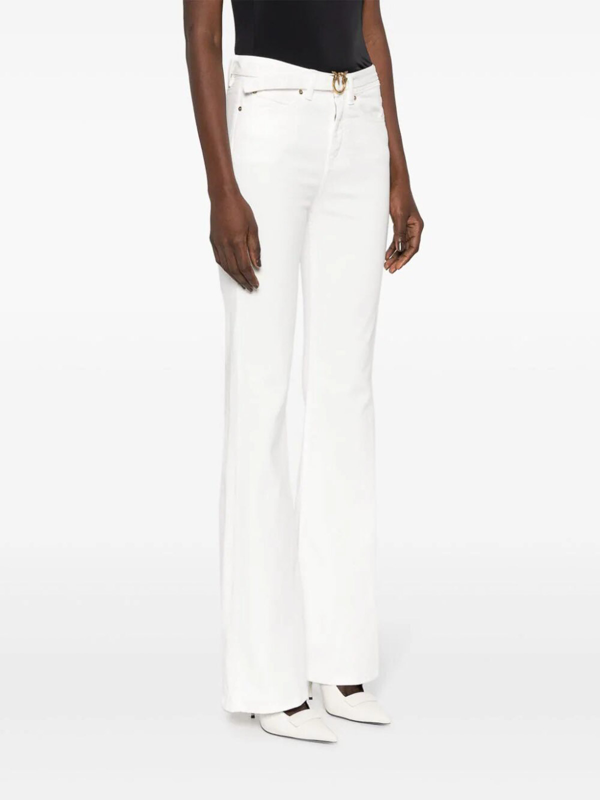 Pinko Flora Flare Jeans - White - Women | 100166A1JMZ14