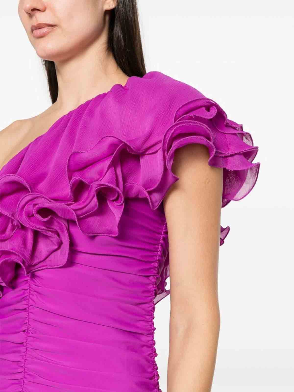 Shop Rotate Birger Christensen Asymmetric Dress In Purple