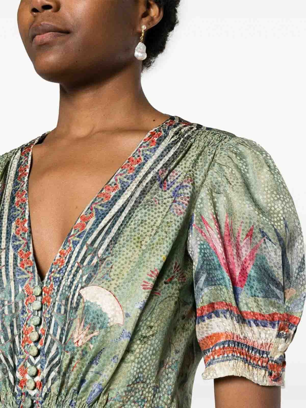 Saloni Lea Long Dress - Green - Women|17641994PAPYRUS