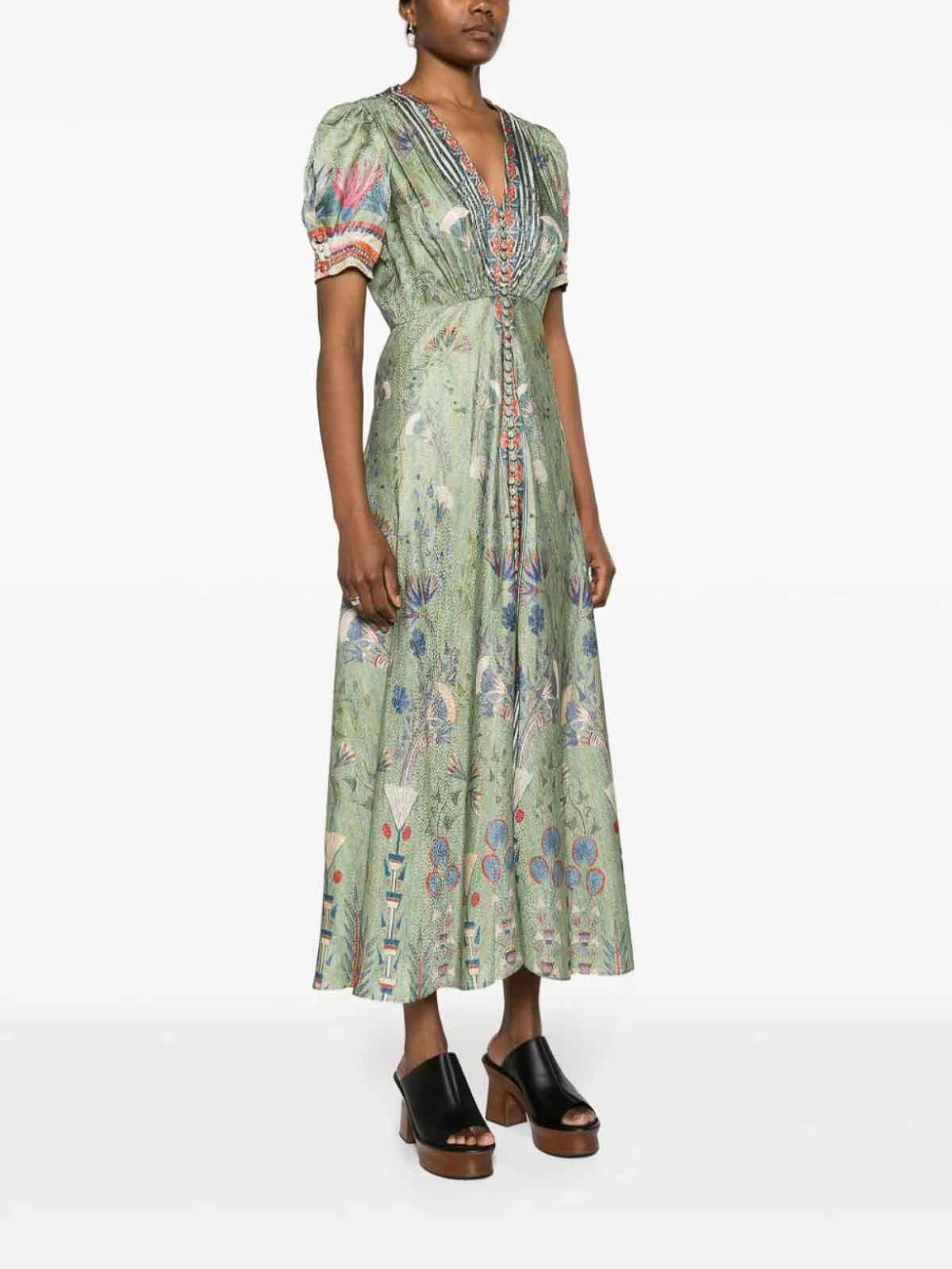 Saloni Lea Long Dress - Green - Women|17641994PAPYRUS