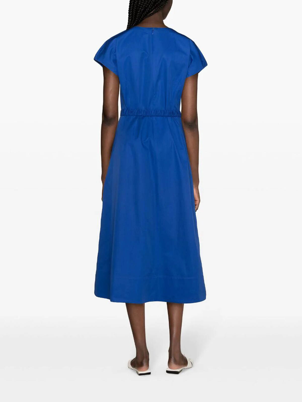 Shop Tory Burch Waisted V-neck Dress In Blue