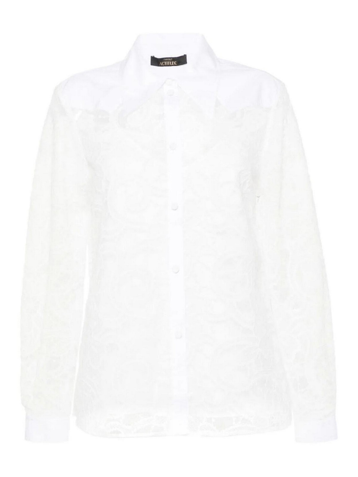 Shop Twinset Actitude Embroidered Organdy Shirt In White
