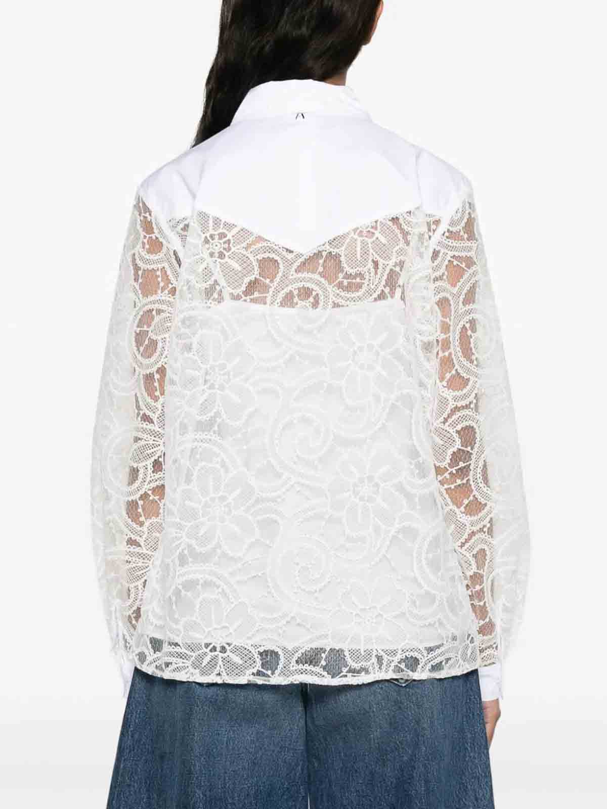 Shop Twinset Actitude Embroidered Organdy Shirt In White