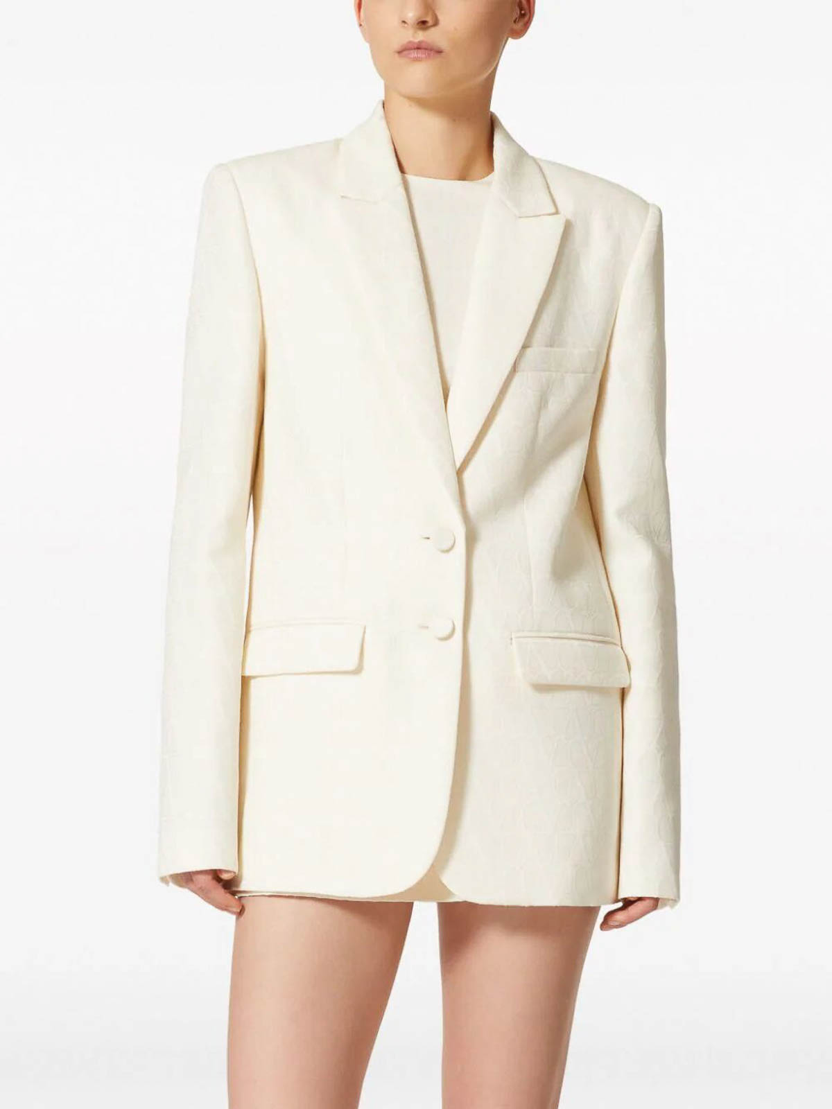 Shop Valentino Toile Iconographe Blazer In Cream