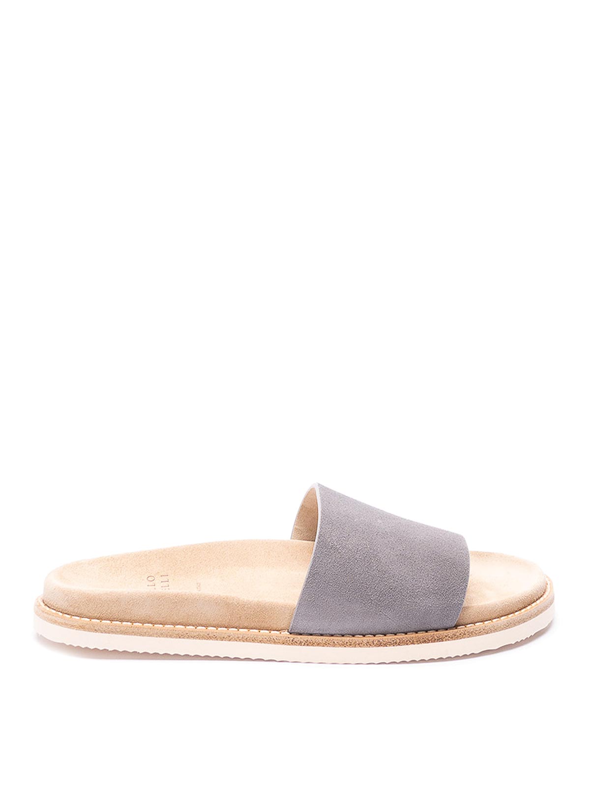 Shop Brunello Cucinelli Sliders Sandals In Dark Grey