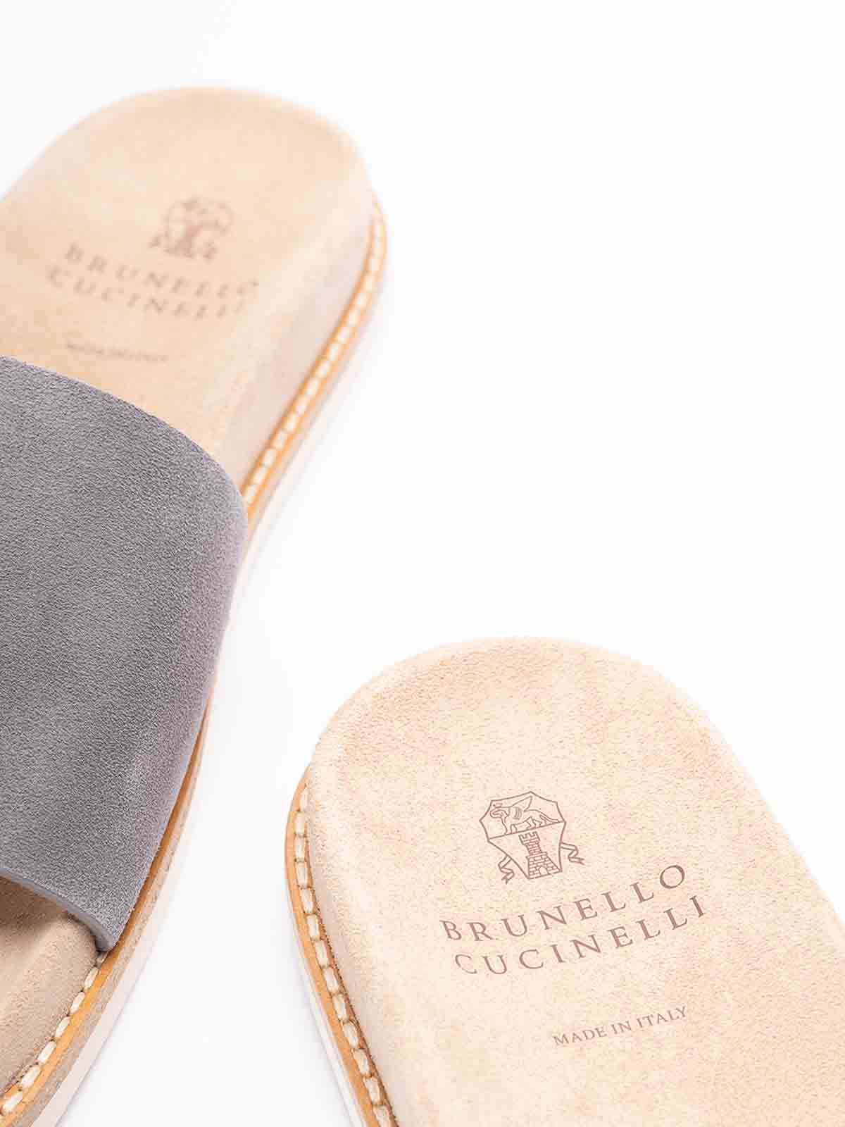 Shop Brunello Cucinelli Sliders Sandals In Dark Grey