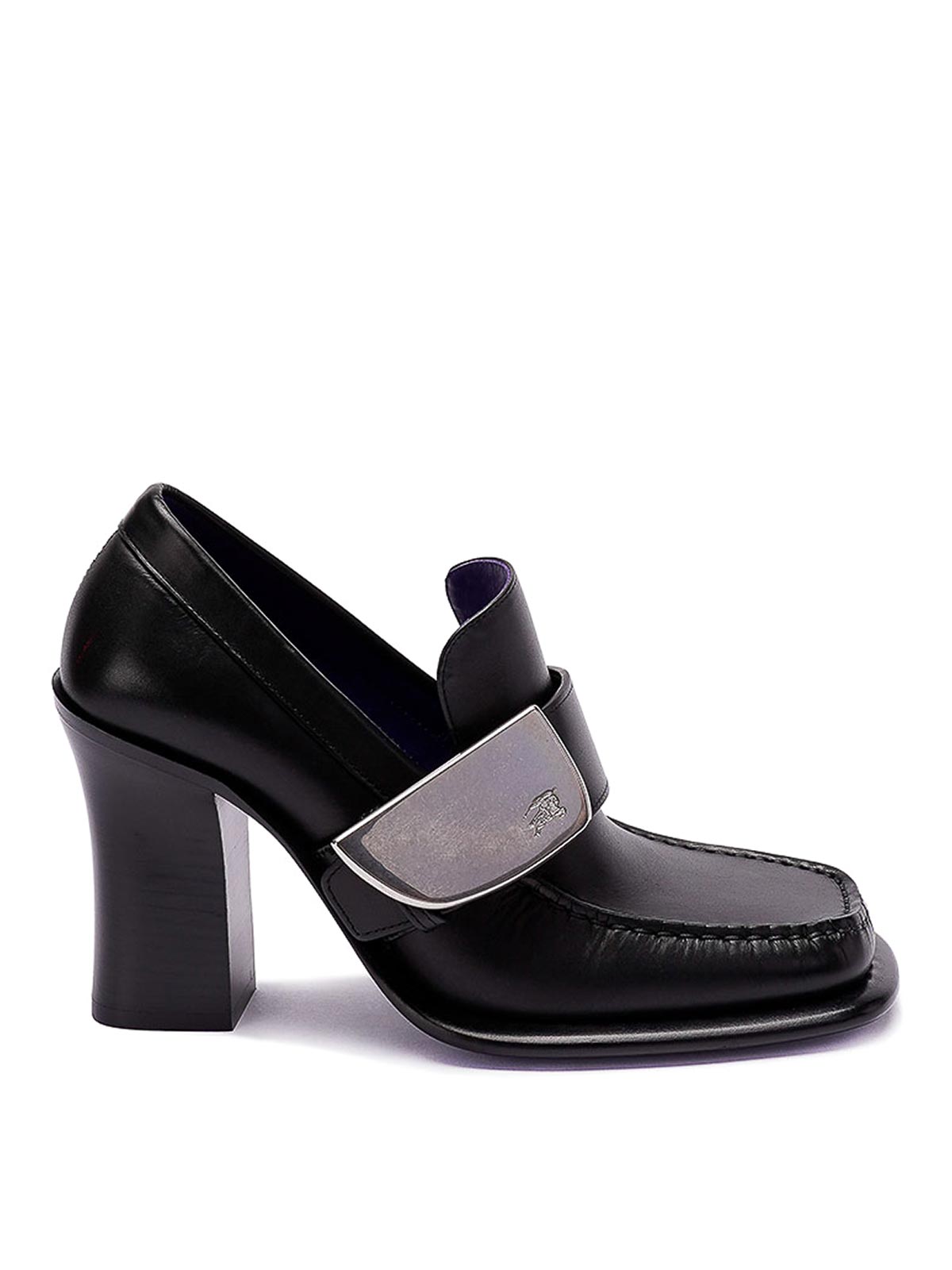 Burberry London Shield Heeled Loafers In Black