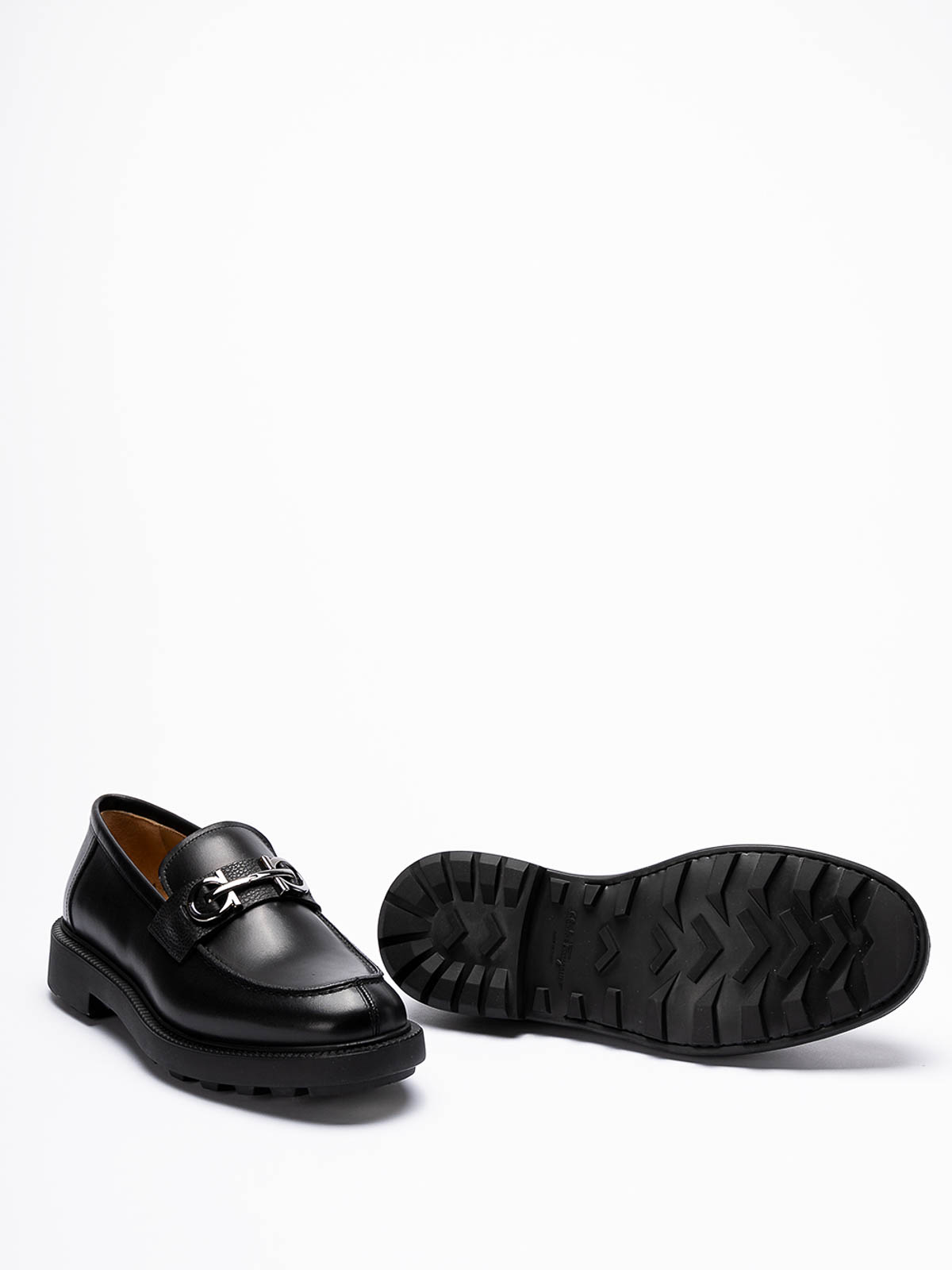 NEW Salvatore Ferragamo Black Leather Galles Shoes Men’s size 10.5 3E (Europe) Loafer with Gancini buckle - Men | Ferragamo main image 3