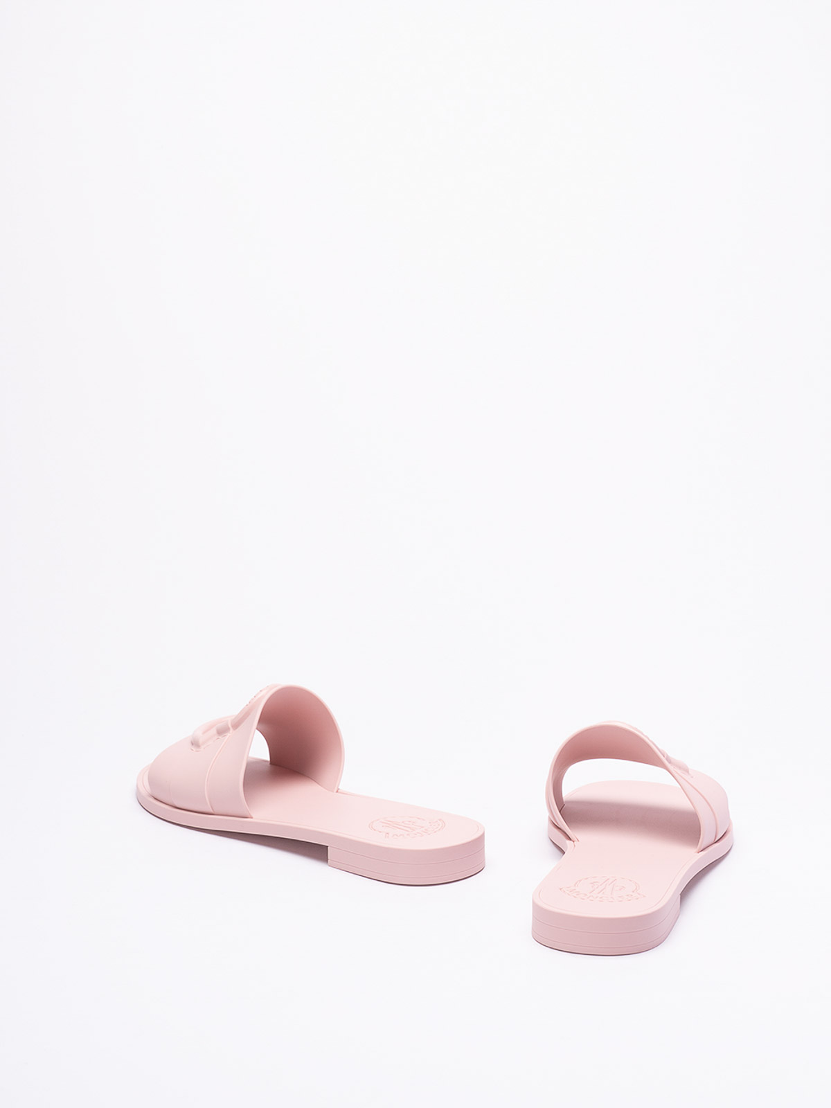 Shop Moncler Mon Slide Flip Flops In Nude & Neutrals