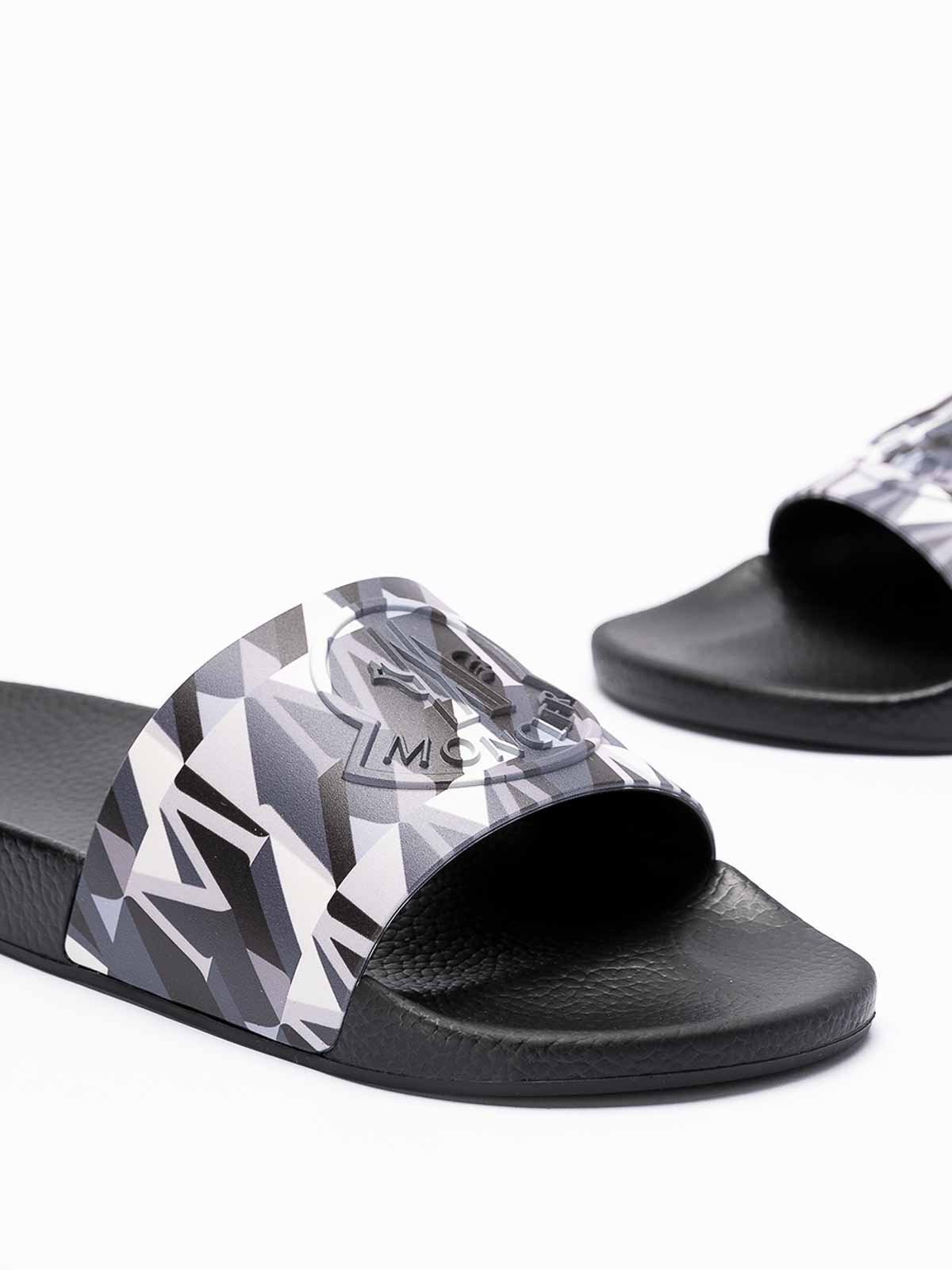 【関税&送料込】Moncler Basile Rubber Sliders Moncler Men's Footwear Basile Orange Logo Rubber Slides