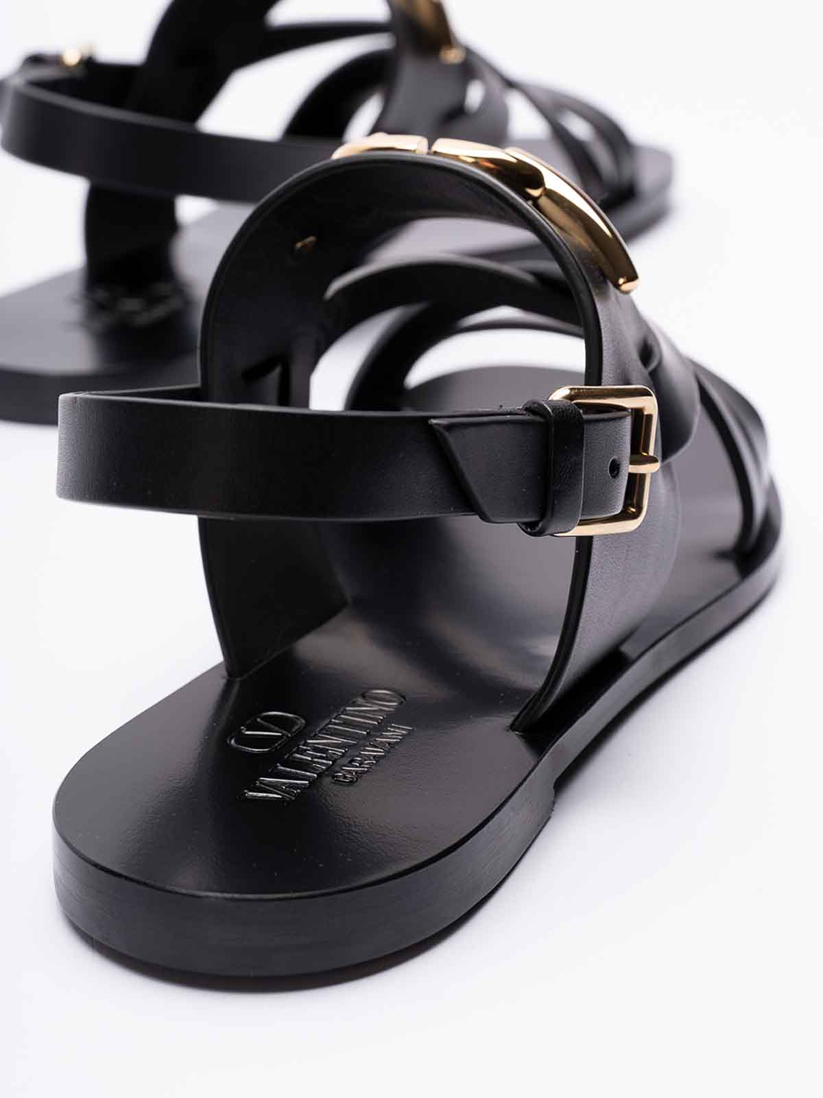 Valentino Garavani Vlogo Gate Sandals - Black | 4W2S0IQ6MIM0NO