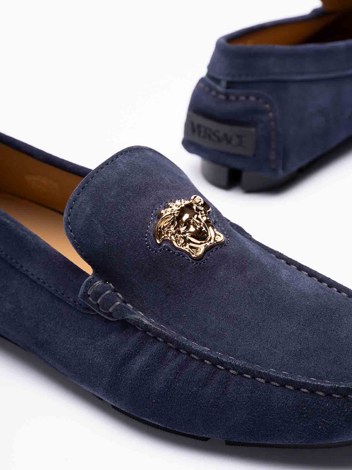 Shop Versace La Medusa Loafers In Gold