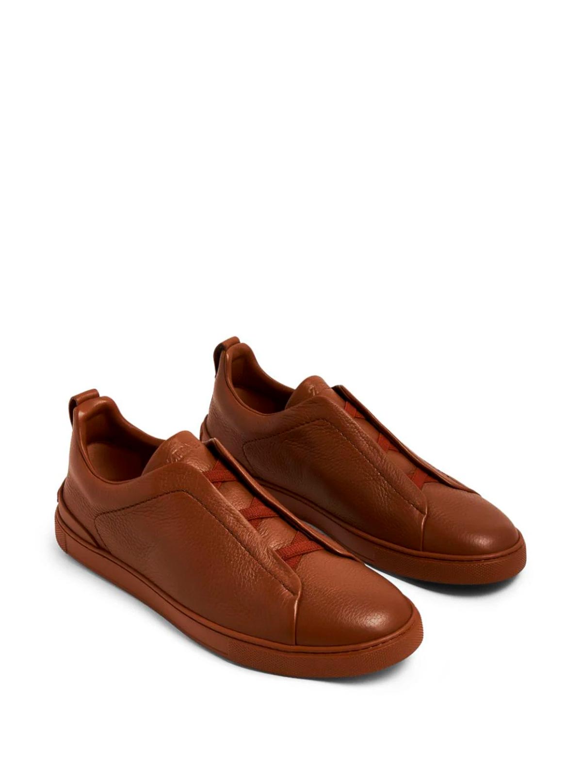 Shop Zegna Triple Stitch Low-top Sneakers In Brown
