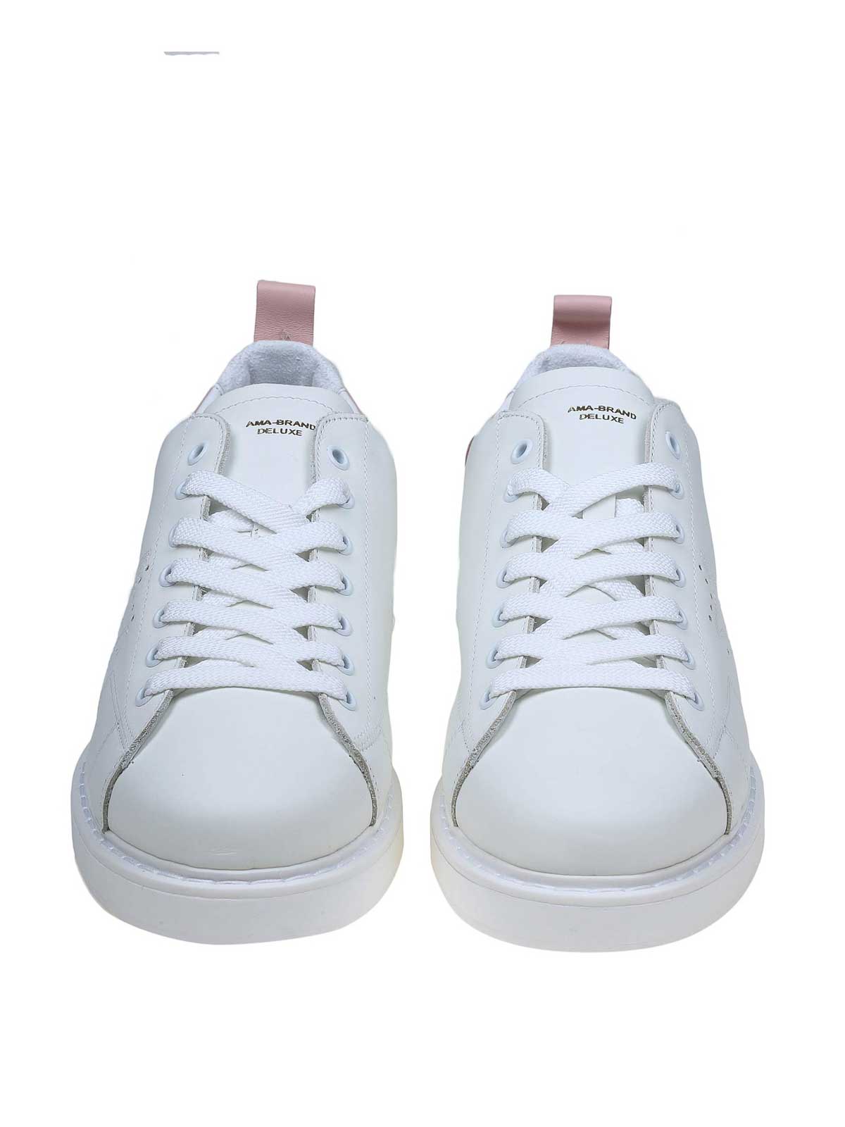 Shop Ama White And Pink Leather Sneakers