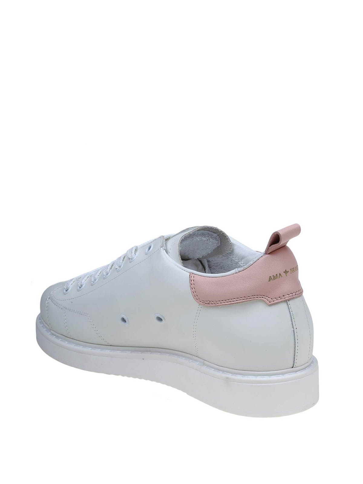 Shop Ama White And Pink Leather Sneakers