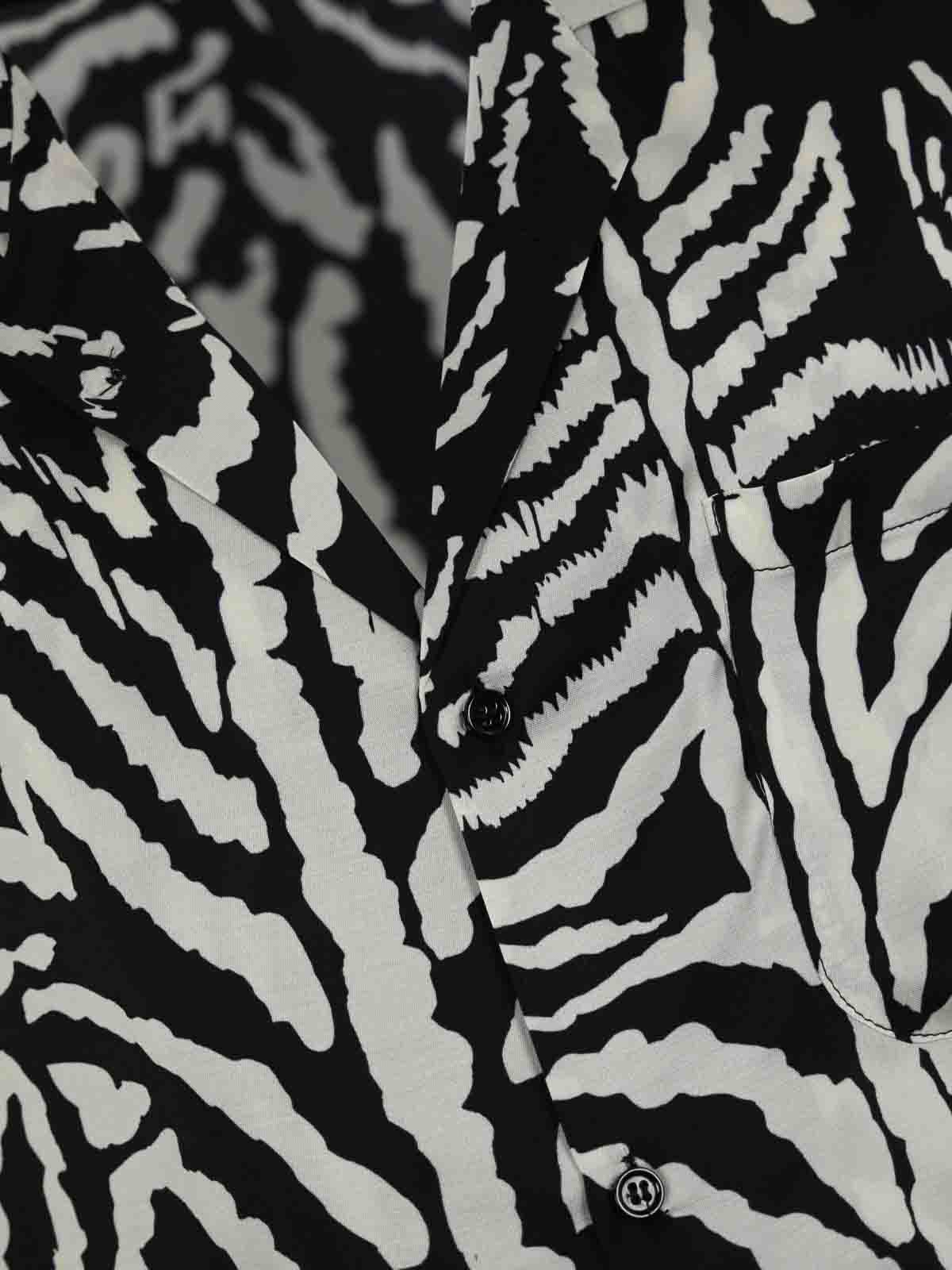 Shop Amaranto Zebra-print Viscose Shirt In Black