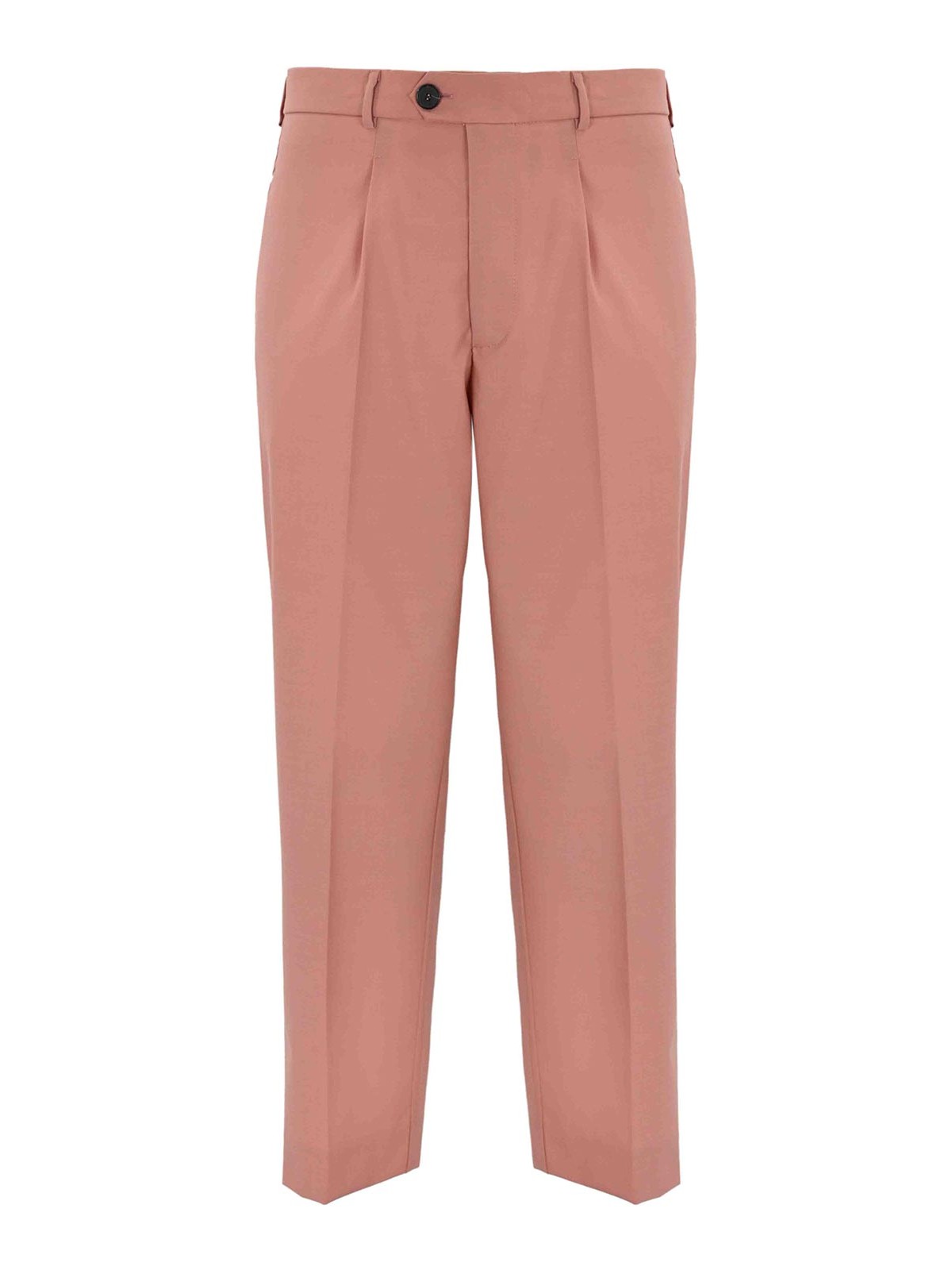 Amaranto Straight Cotton Trousers In Pink