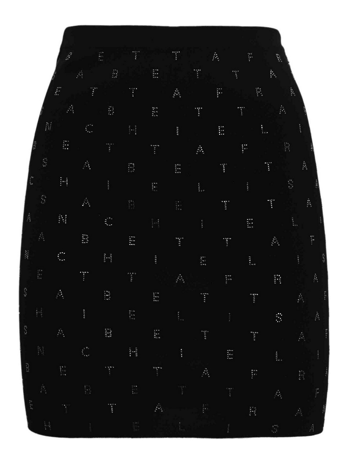 Shop Elisabetta Franchi Skirt With Rhinestone Lettering In Black