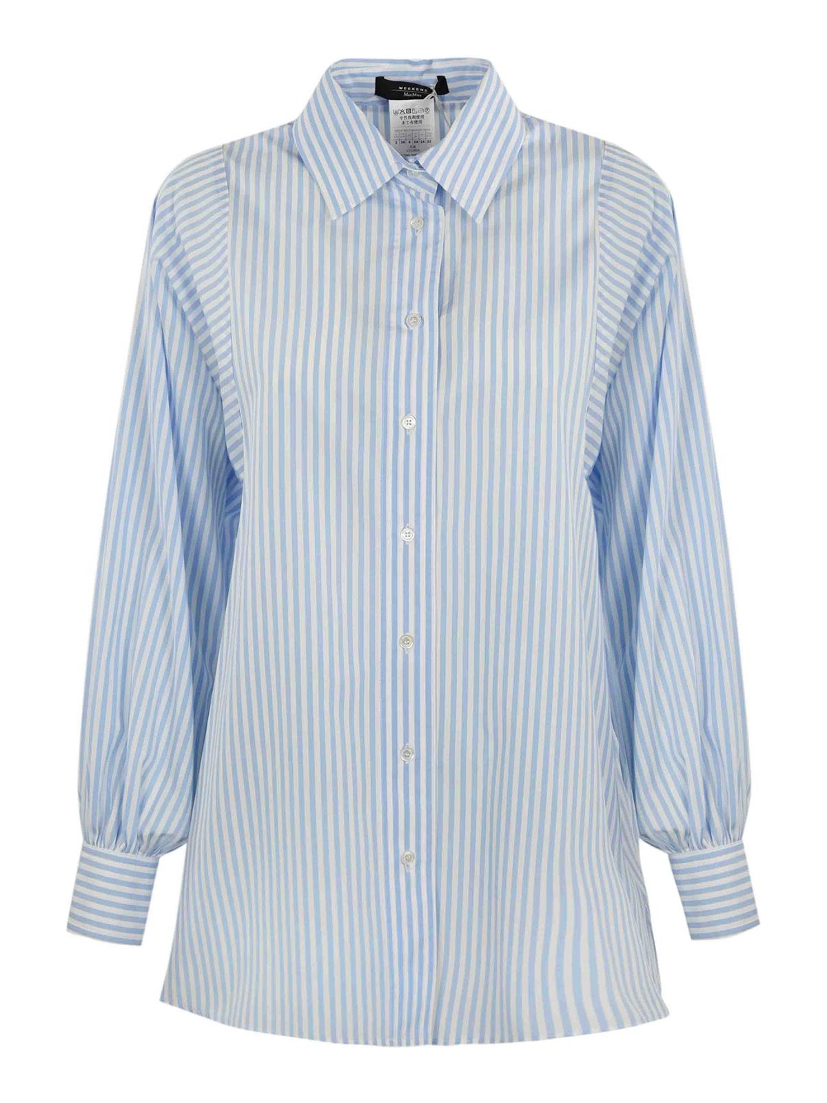 Weekend Max Mara Fufy Striped Cotton Shirt In Light Blue