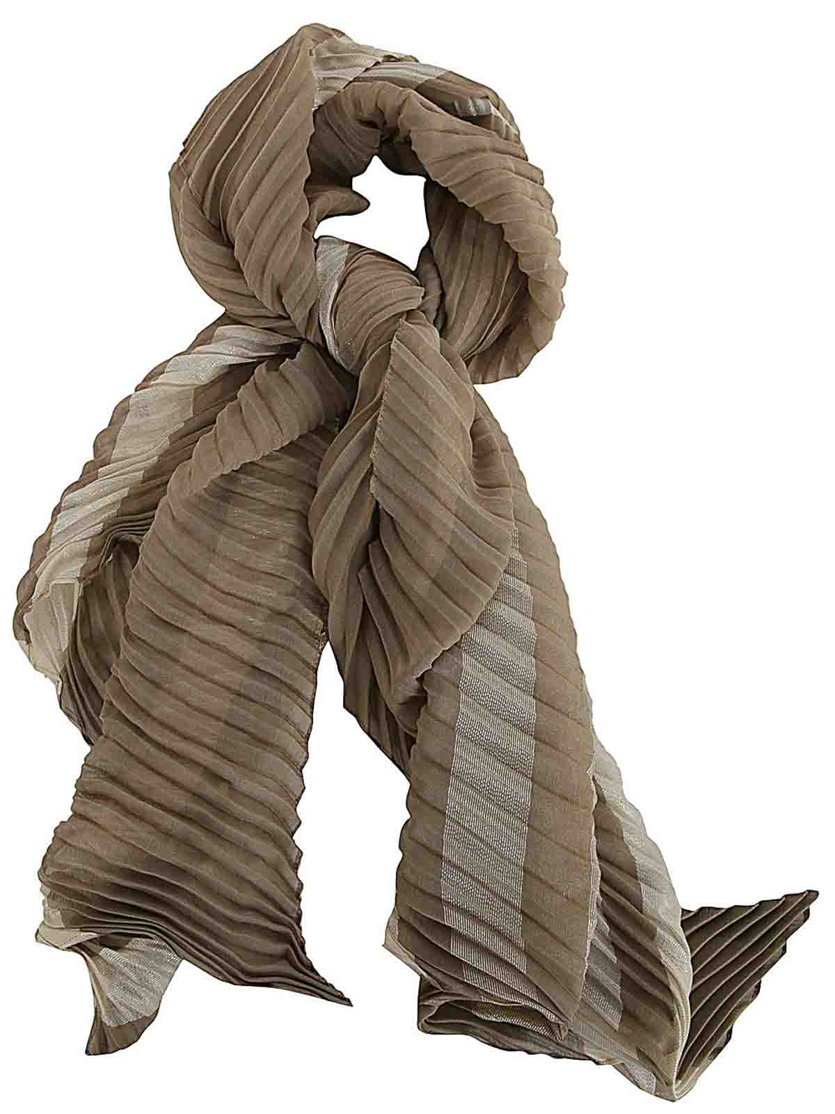 Shop Emporio Armani Lady Woven Pleated Stole In Brown