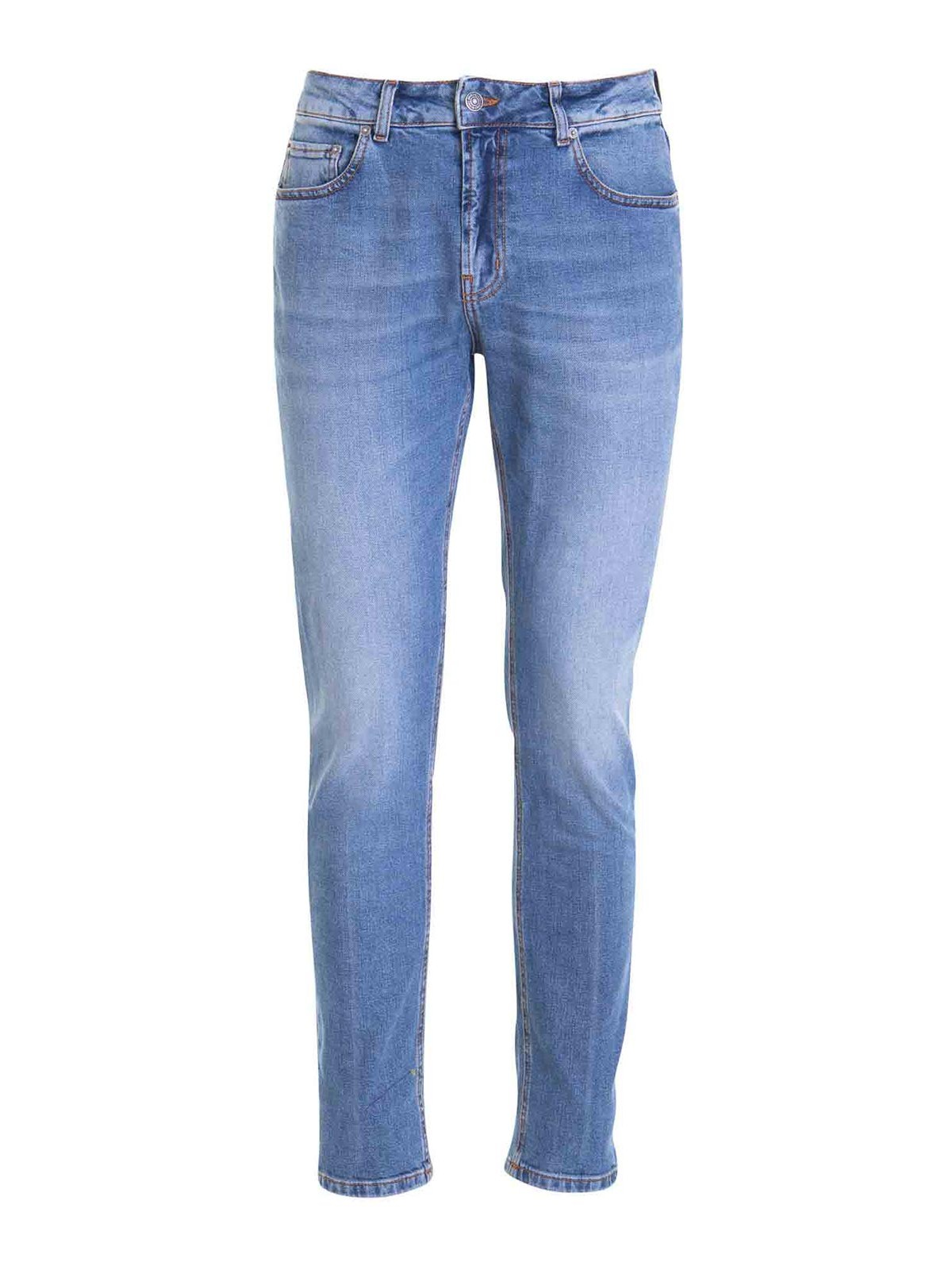Shop Roberto Cavalli Skinny Jeans In Light Wash