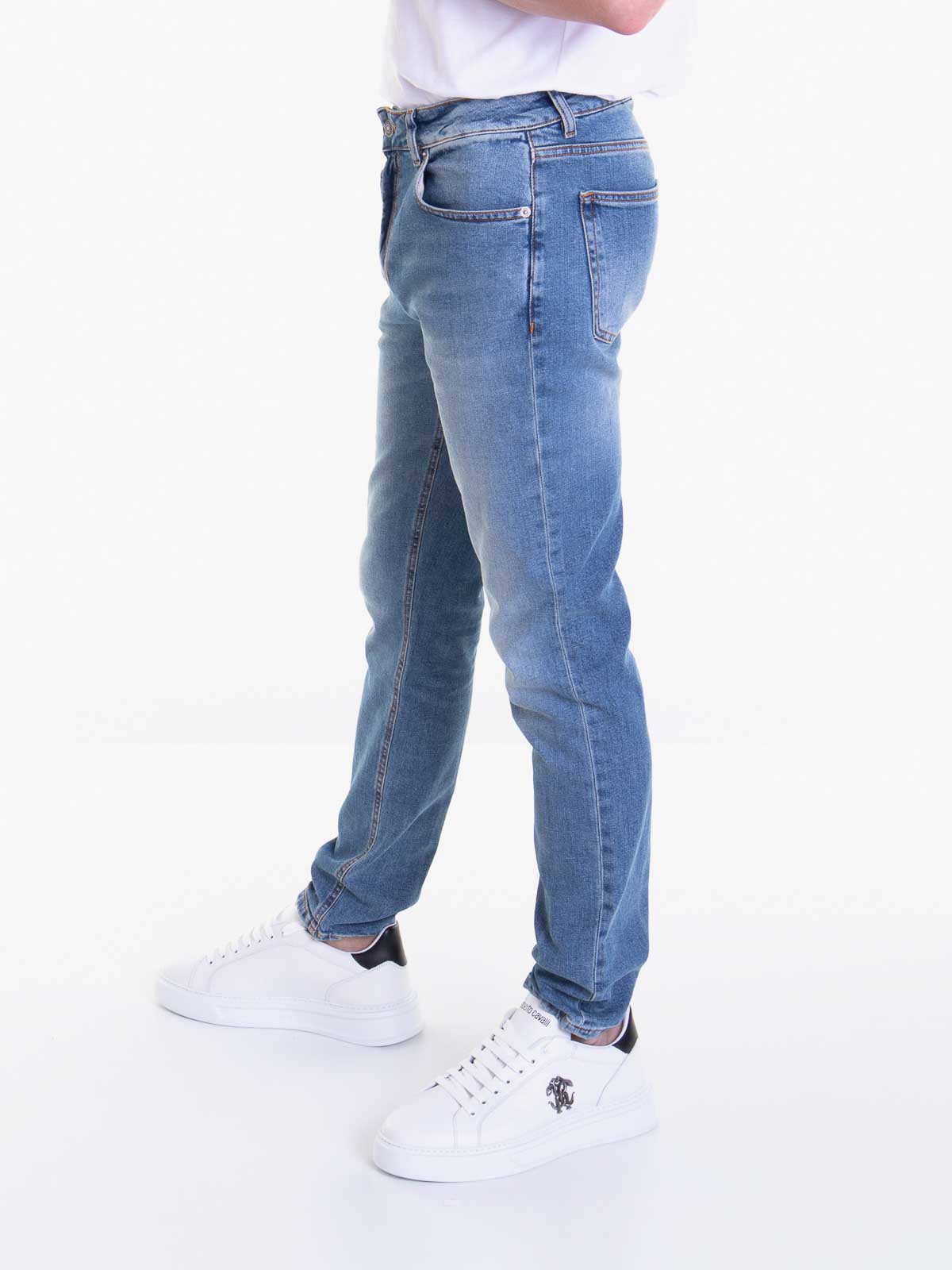 Shop Roberto Cavalli Skinny Jeans In Light Wash