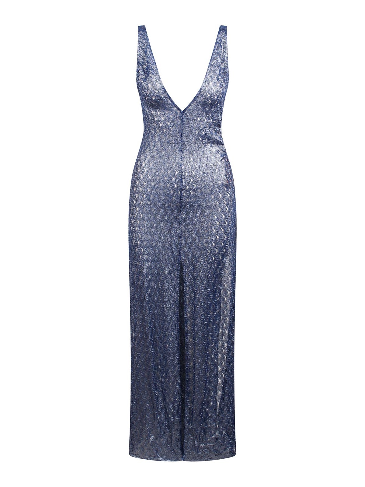 Missoni Sequined V-neck Long Dress In Blue