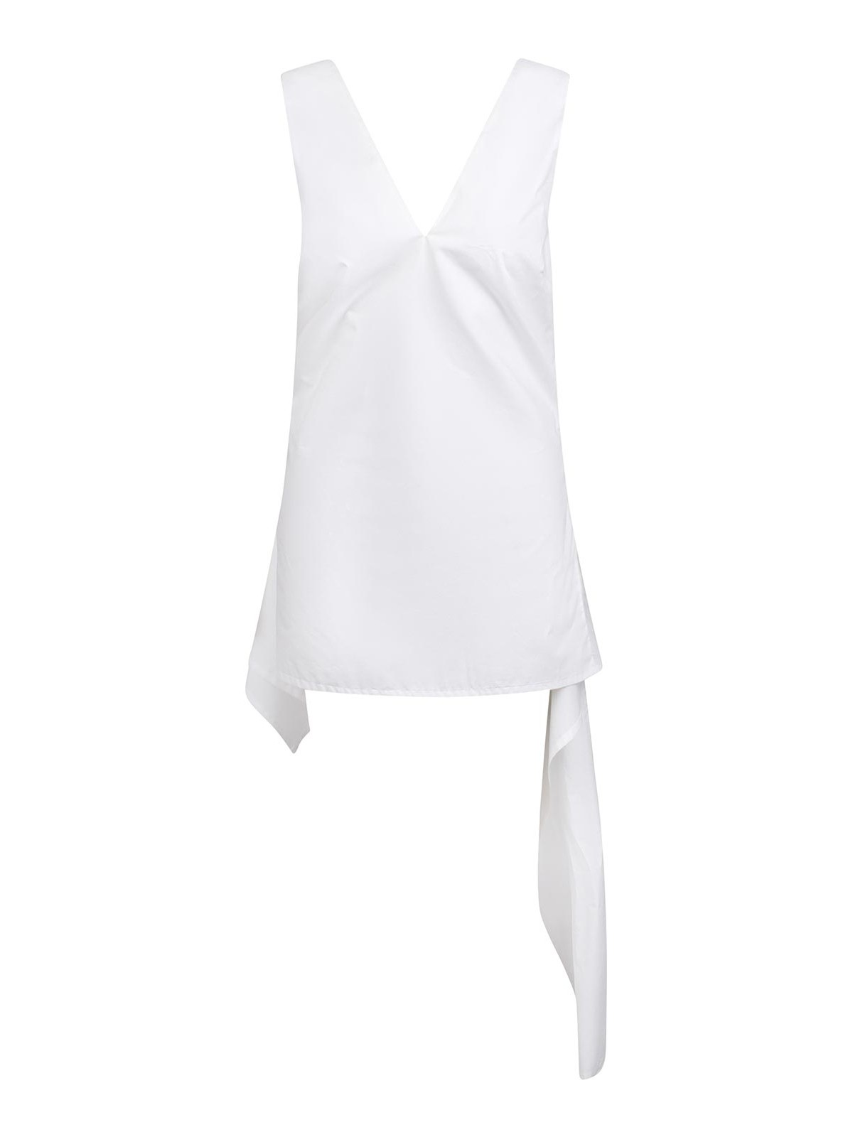 Plan C Sleeveless Cotton Shirt In White