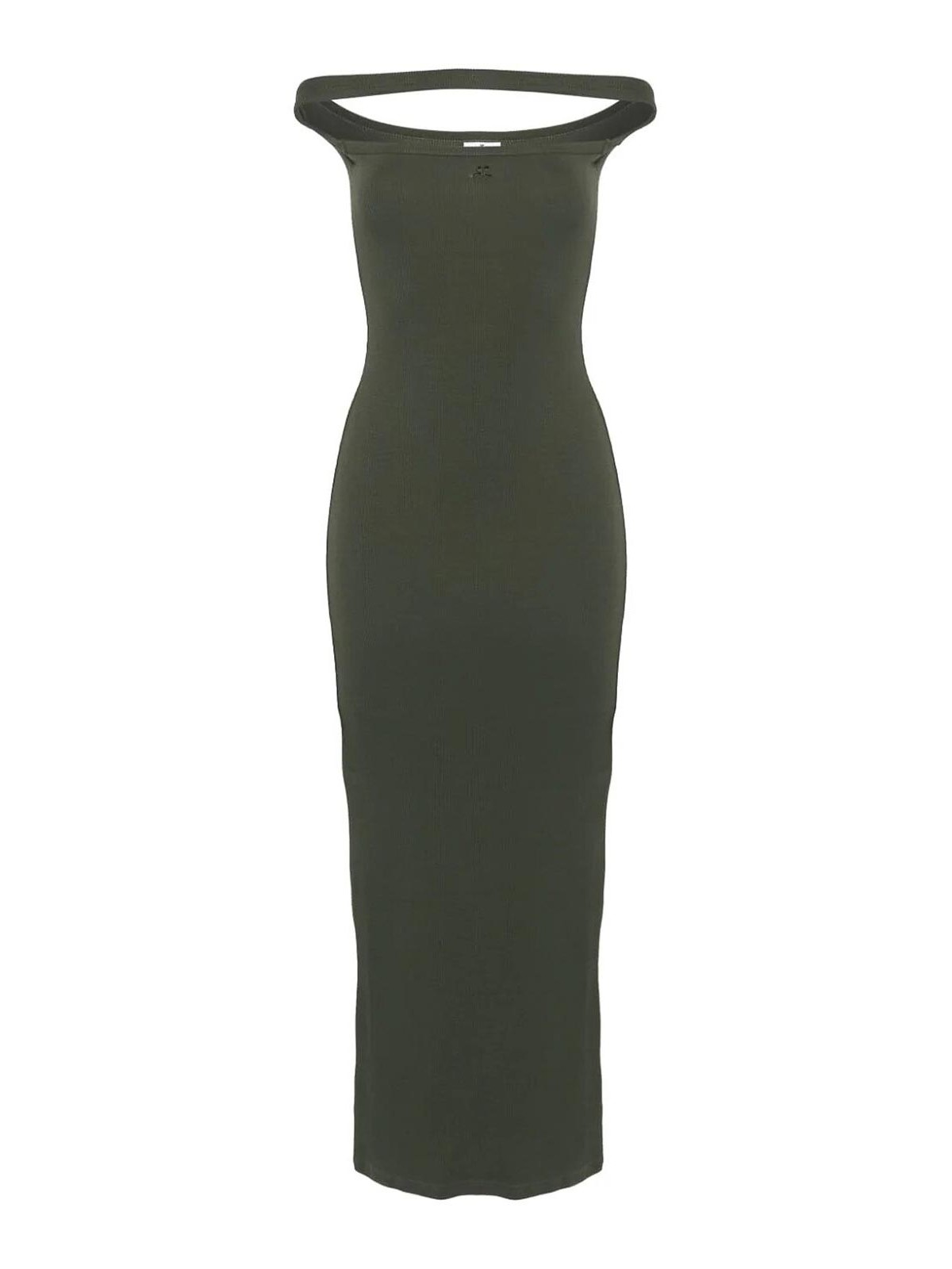 Shop Courrèges Ribbed Dress In Green