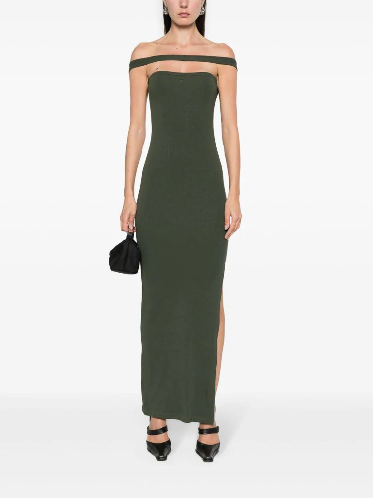 Shop Courrèges Ribbed Dress In Green