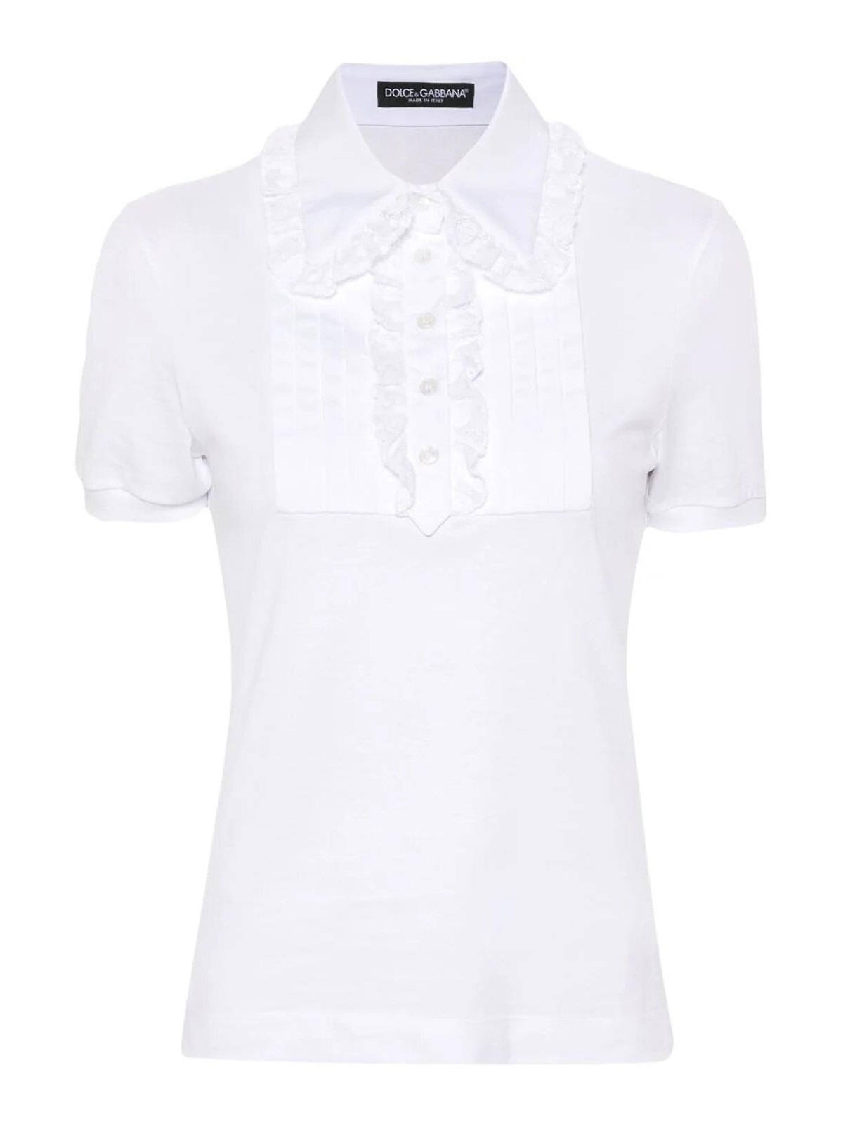 Shop Dolce & Gabbana Lace Polo Shirt In White
