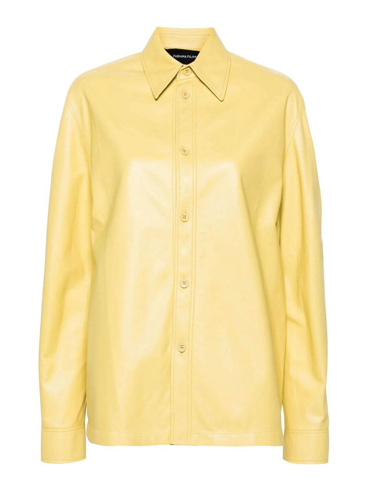 Shop Fabiana Filippi Leather Jacket In Yellow