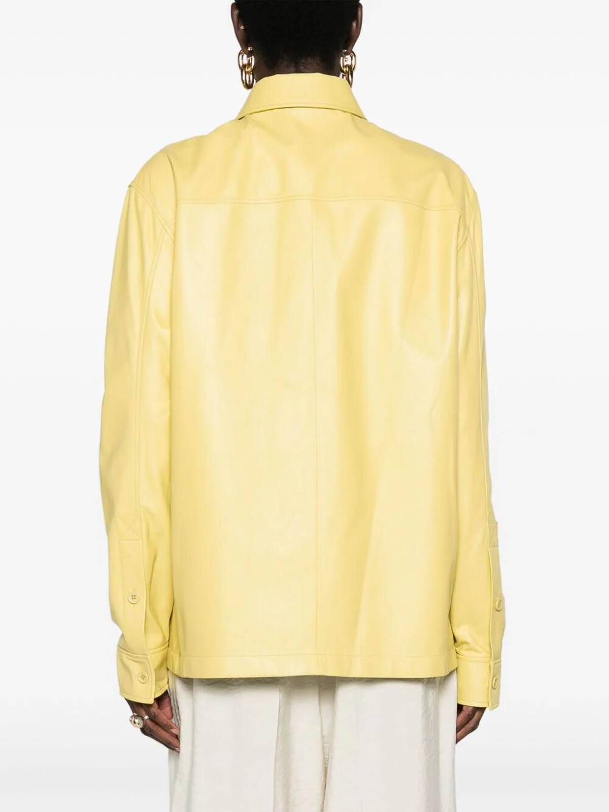 Shop Fabiana Filippi Leather Jacket In Yellow