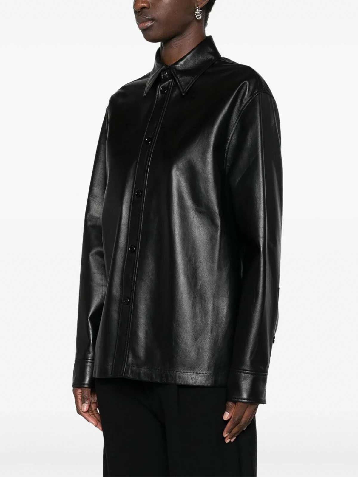 Shop Fabiana Filippi Leather Jacket In Black
