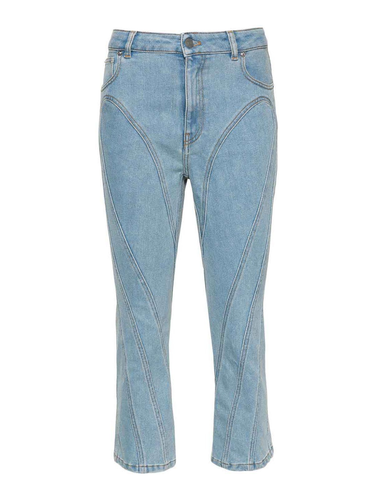 Shop Mugler Jeans Crop In Light Blue