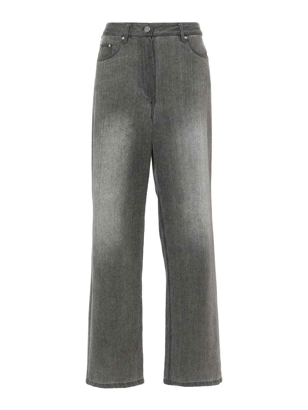 Remain Birger Christensen Drapy Denim Trousers In Grey