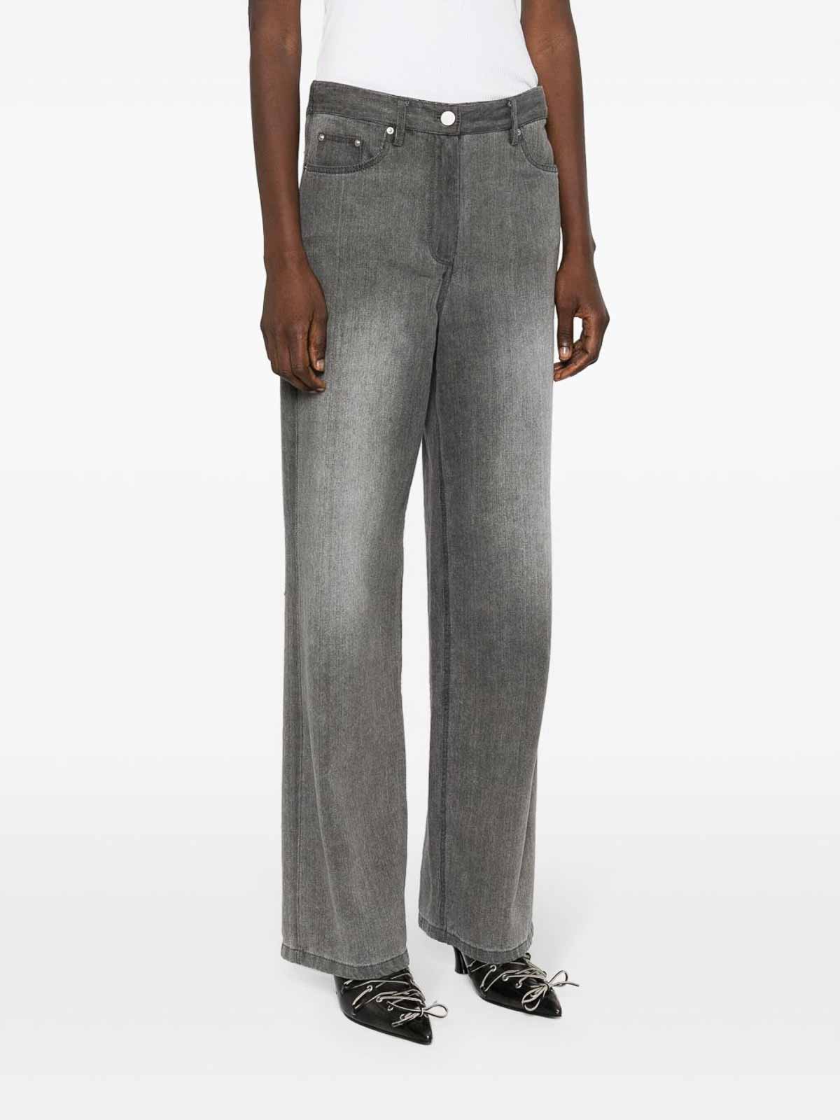 Shop Remain Birger Christensen Drapy Denim Trousers In Grey